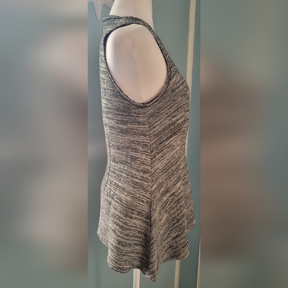 RACHEL Rachel Roy Knit Blouse Women's M Black & White Asametric Peplum Sleeveles - Picture 4 of 12
